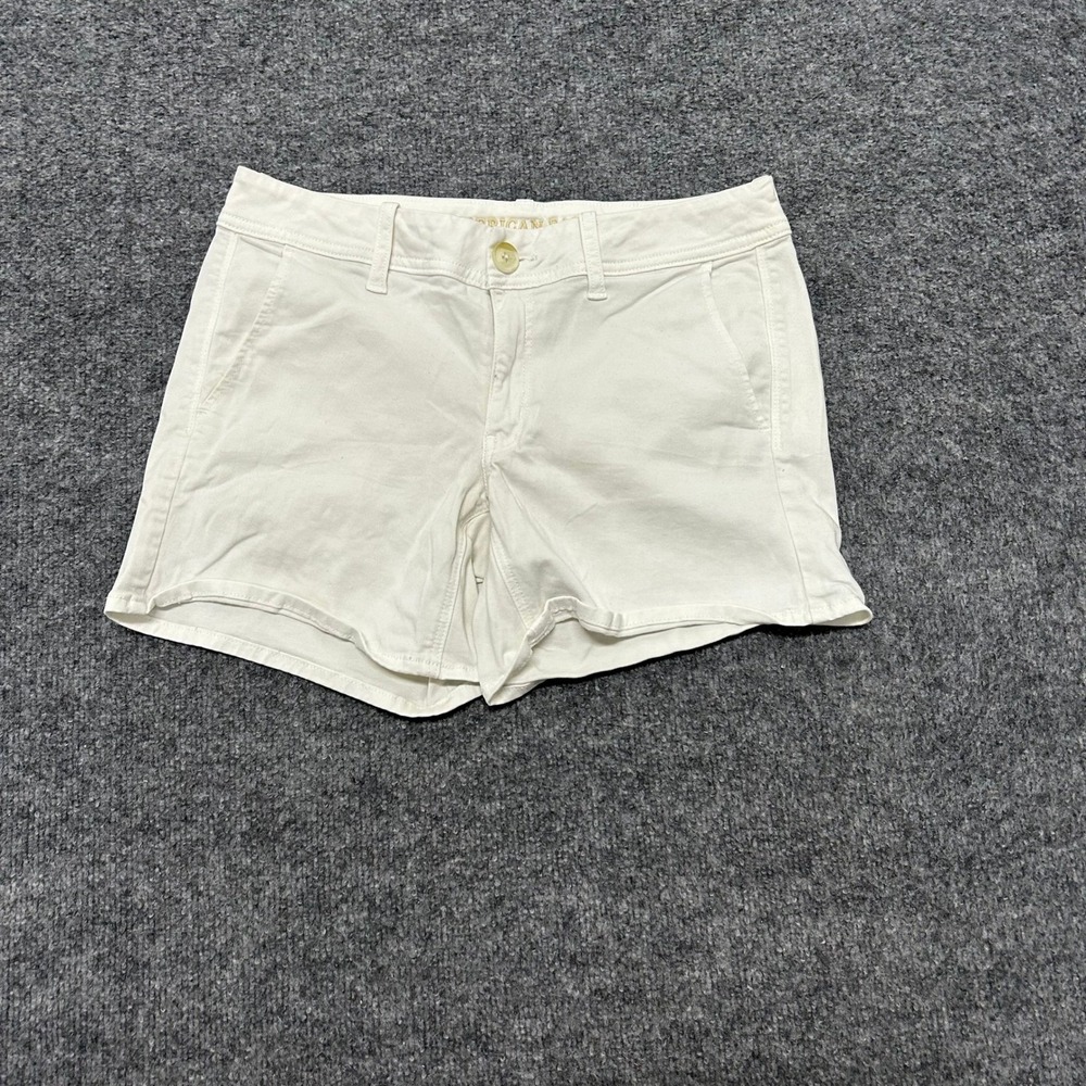 American Eagle Shorts Womens Size 6 White Chino Cotton Blend Stretch Casual